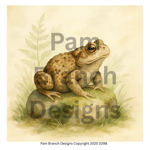 Decoupage Rice Paper – Woodland Toad on Mossy Rock Nature Art D298