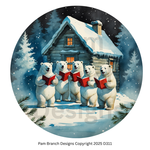 Rice Paper for Decoupage – Polar Bear Carolers Christmas Cabin Craft Supply for DIY D311