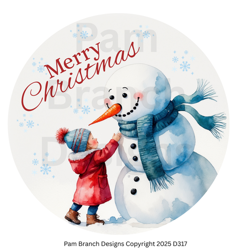 Rice Paper for Decoupage - Merry Christmas Snowman and Child Craft Supply for Ornament DIY D317