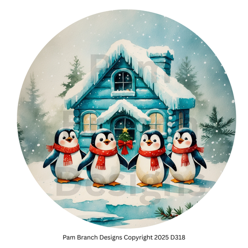 Rice Paper for Decoupage - Christmas Penguins by Winter Cabin Craft Supply for Ornament DIY D318