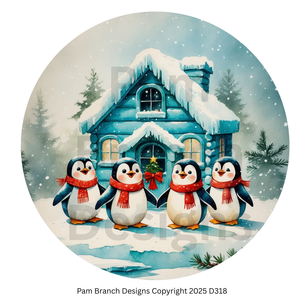 Rice Paper for Decoupage - Christmas Penguins by Winter Cabin Craft Supply for Ornament DIY D318
