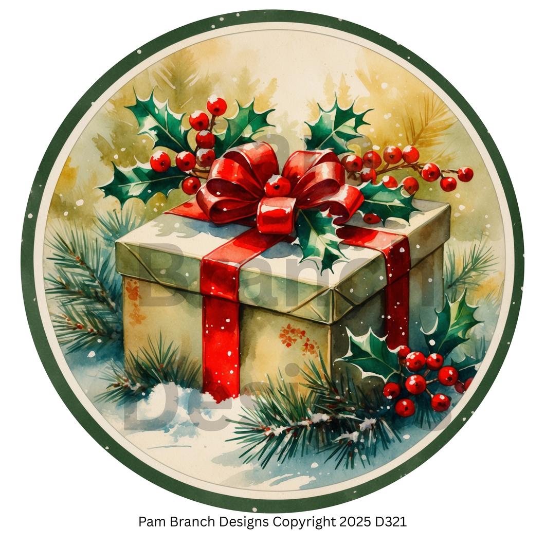 Rice Paper for Decoupage - Christmas Gift Box with Red Bow Craft Supply for Ornament DIY D321