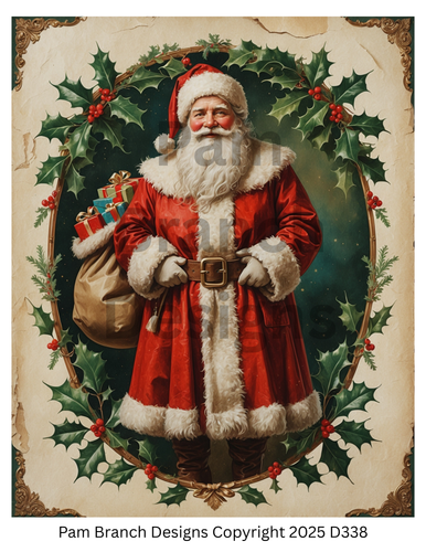 Decoupage Rice Paper for decoupage, Santa Claus, Antique Style, Craft Supply - D338