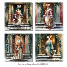 Decoupage Rice Paper Variety Pack – Victorian Christmas Goose Set of 4 Designs, Arts and Craft Supply, D346