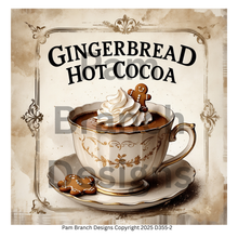Decoupage Rice Paper – Antique Christmas Holiday Drink Sign, Gingerbread Hot Cocoa, Arts and Craft Supply, D355-2
