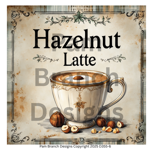 Decoupage Rice Paper – Antique Christmas Holiday Drink Sign, Hazelnut Latte, Arts and Craft Supply, D355-6