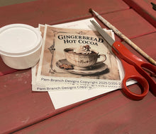 Decoupage Rice Paper – Antique Christmas Holiday Drink Sign, Gingerbread Hot Cocoa, Arts and Craft Supply, D355-2