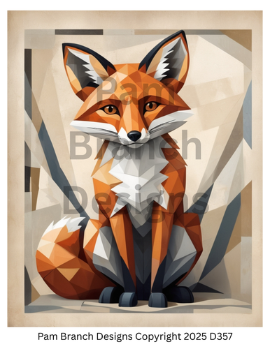Decoupage Rice Paper for decoupage, Woodland Fox, Cubist Style, Craft Supply - D357