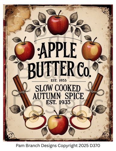 Decoupage Rice Paper, Apple Butter Co. Slow Cooked Autumn Spice Vintage Label, Apple Butter Co. Slow Cooked Autumn Spice Vintage Label, fall craft supply D370