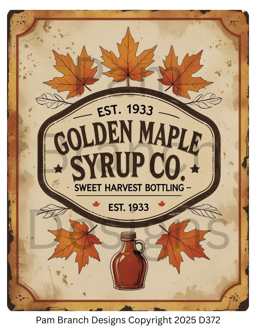 Decoupage Rice Paper, Golden Maple Syrup Co. Sweet Harvest Bottling Vintage Label, Vintage Label, fall craft supply D372