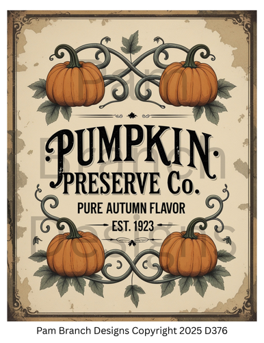 Decoupage Rice Paper, Pumpkin Preserve Co. Pure Autumn Flavor Vintage Label, Pumpkin Preserve Co. Pure Autumn Flavor Vintage Label, fall craft supply D376