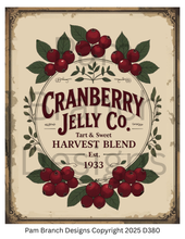 Decoupage Rice Paper, Cranberry Jelly Co. Tart & Sweet Harvest Blend Vintage Label, fall craft supply D380