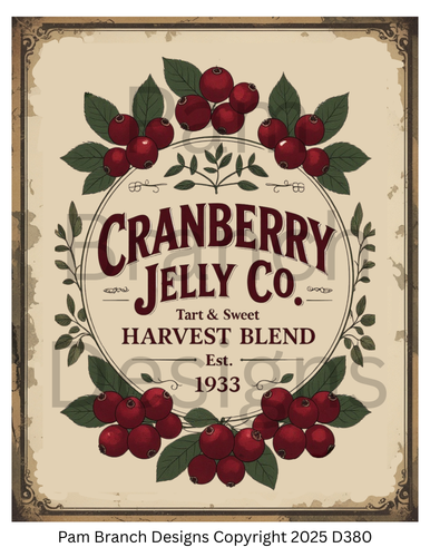 Decoupage Rice Paper, Cranberry Jelly Co. Tart & Sweet Harvest Blend Vintage Label, Cranberry Jelly Co. Tart & Sweet Harvest Blend Vintage Label, fall craft supply D380