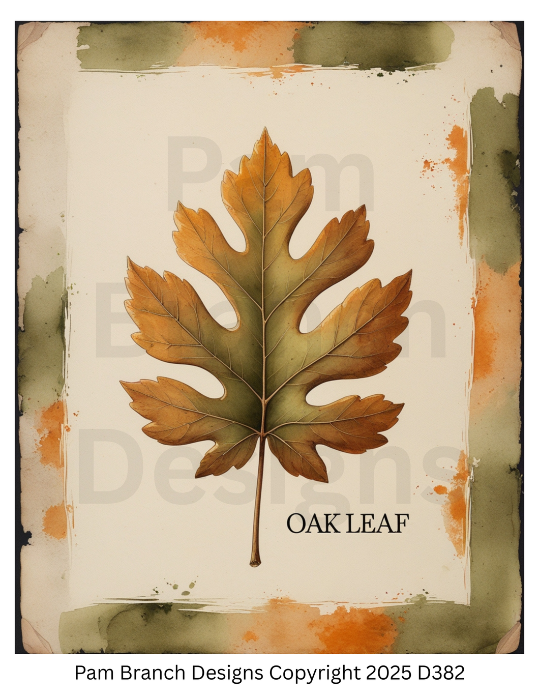Decoupage Rice Paper, Autumn Oak Leaf Vintage Botanical, fall craft supply D382