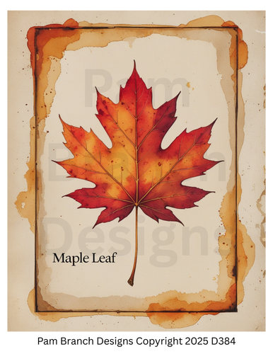 Decoupage Rice Paper, Autumn Maple Leaf Vintage Botanical, fall craft supply D384