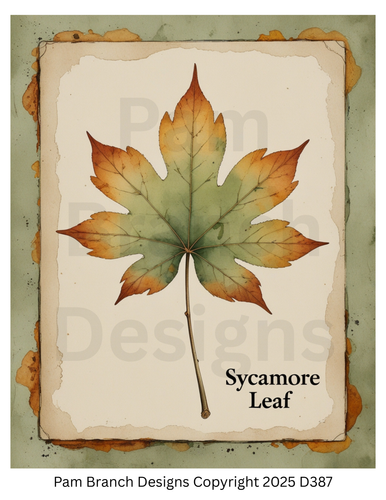 Decoupage Rice Paper, Autumn Sycamore Leaf Vintage Botanical, fall craft supply D387