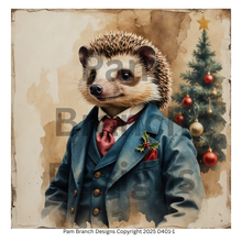 Decoupage Rice Paper Variety Pack – Victorian Christmas Hedgehog Set of 4 Designs, Arts and Craft Supply, D401