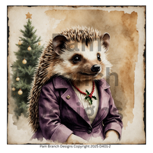 Decoupage Rice Paper Variety Pack – Victorian Christmas Hedgehog Set of 4 Designs, Arts and Craft Supply, D401
