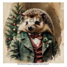 Decoupage Rice Paper Variety Pack – Victorian Christmas Hedgehog Set of 4 Designs, Arts and Craft Supply, D401