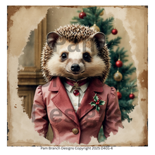 Decoupage Rice Paper Variety Pack – Victorian Christmas Hedgehog Set of 4 Designs, Arts and Craft Supply, D401