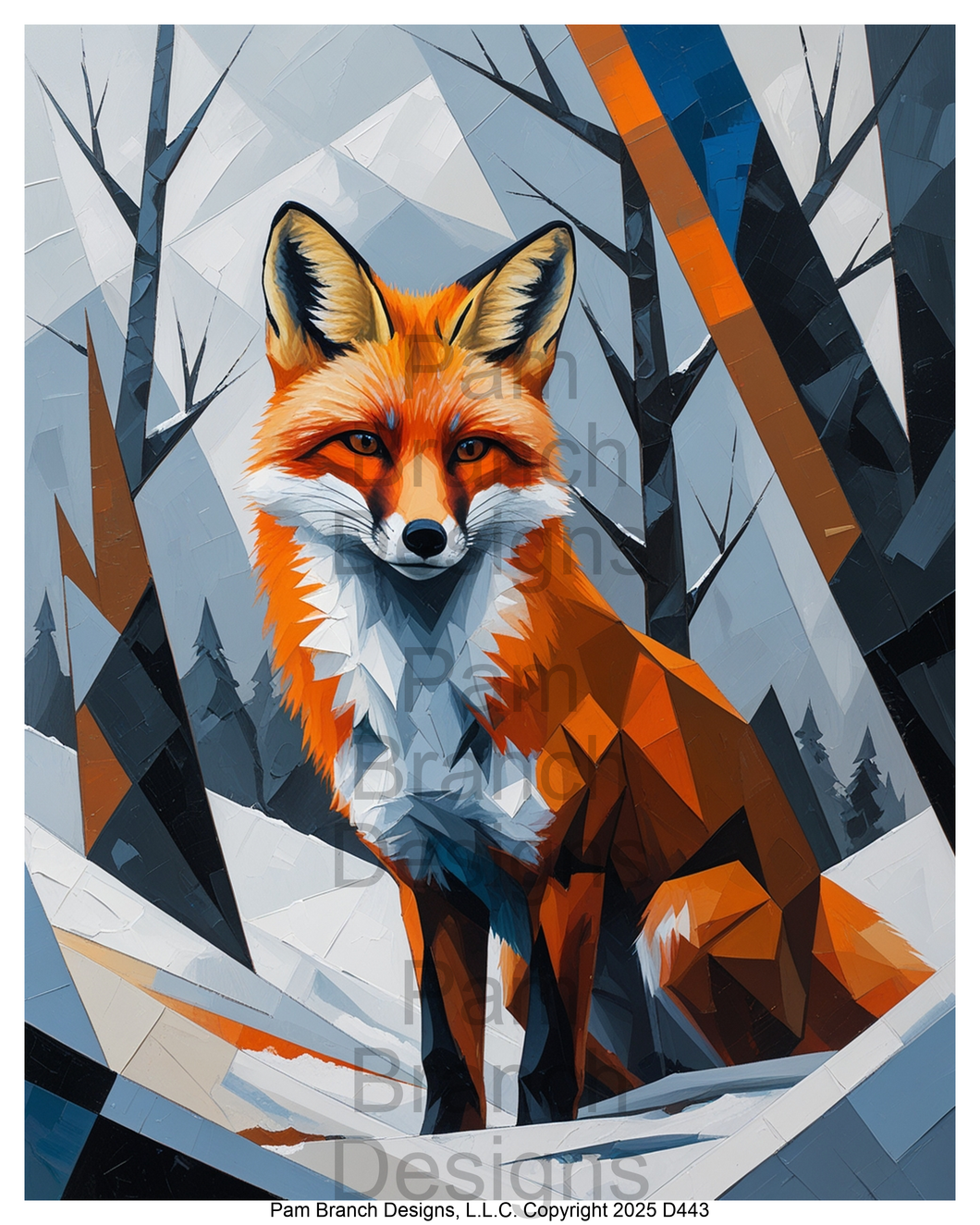 Rice Paper for Decoupage - Winter Woodland Fox (Geometric) D443