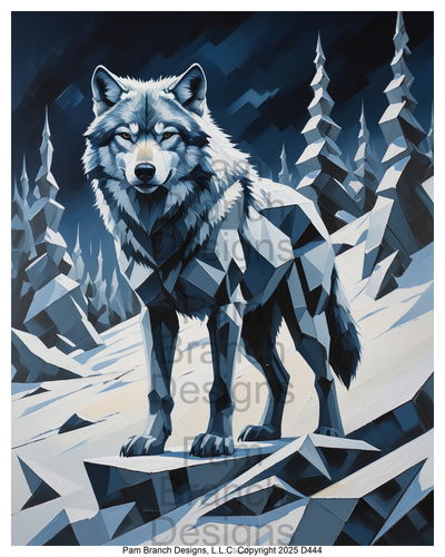 Rice Paper for Decoupage - Winter Wolf in Snowy Landscape (Geometric) D444
