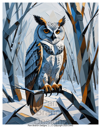 Rice Paper for Decoupage - Winter Woodland Owl (Geometric) D445