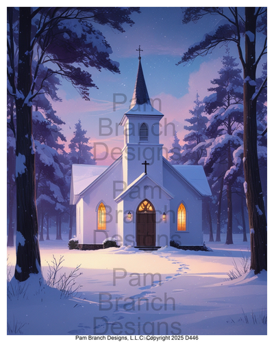 Rice Paper for Decoupage - Christmas Winter Church in the Forest D446