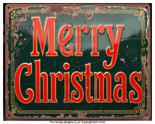 Rustic vintage Merry Christmas sign — rice paper D462