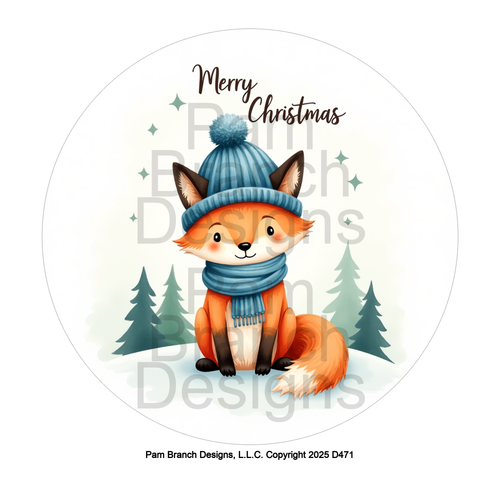 Rice paper for decoupage – cute fox with blue hat and scarf – supply for Chistmas ornaments and DIY – D471