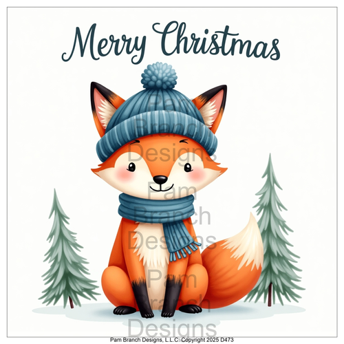 Rice paper for decoupage – Merry Christmas - Fox with blue hat and scarf – supply for holiday DIY – D473