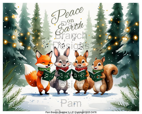 Rice paper for decoupage – Peace on Earth woodland Christmas carolers - Peace on Earth– D478
