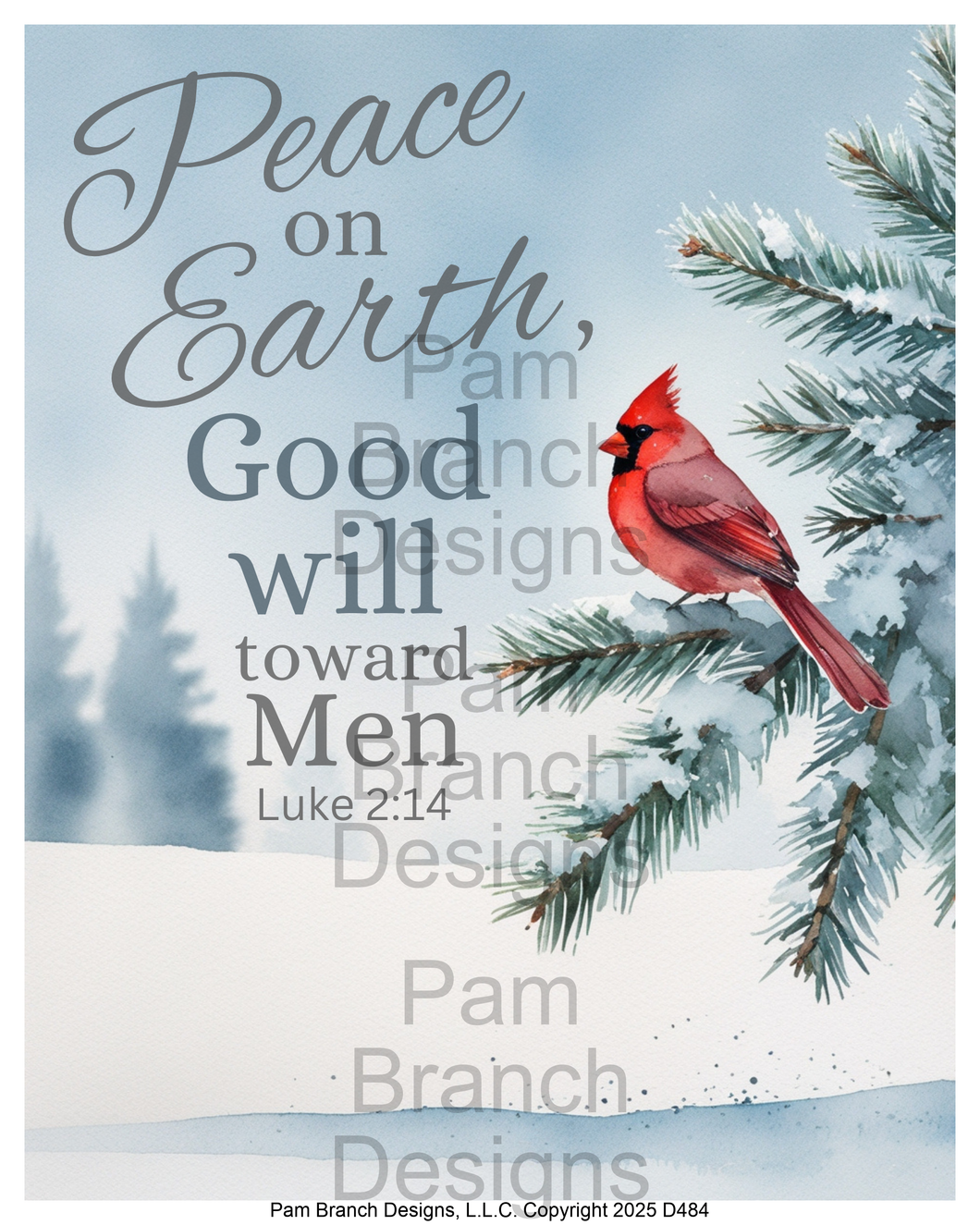 D484 — snow-covered bridge, Peace on Earth, Christmas craft supply