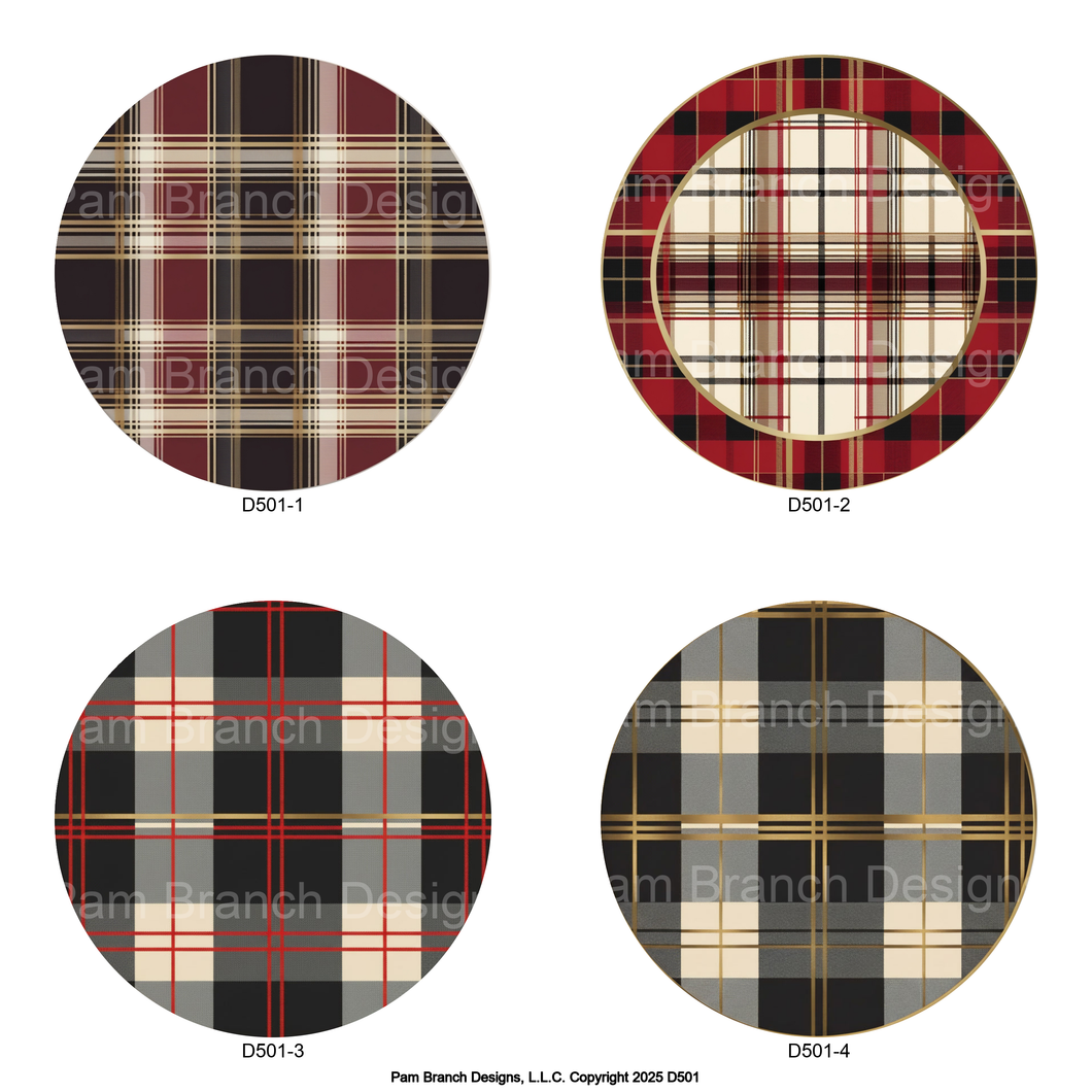 Plaid Rice paper Bundle for Winter and Christmas Decoupage Projects, Ornament Paper D501