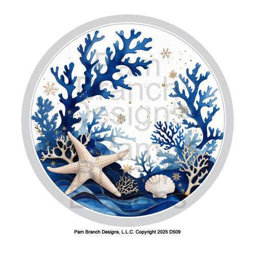 Starfish Winter Coastal – Rice Paper for Ornament Decoupage – D509