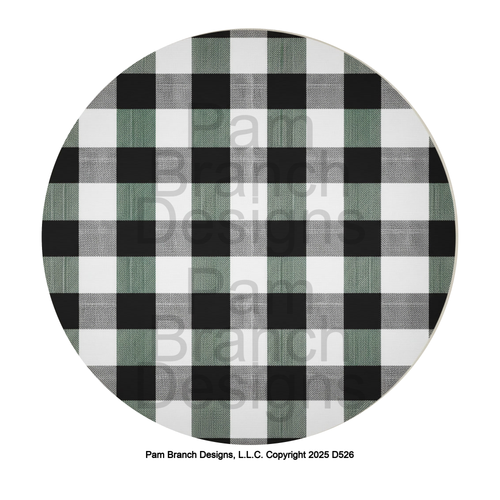 Black, White, and Green Buffalo Check Christmas Pattern – Rice Paper for DIY Christmas Ornaments – D526
