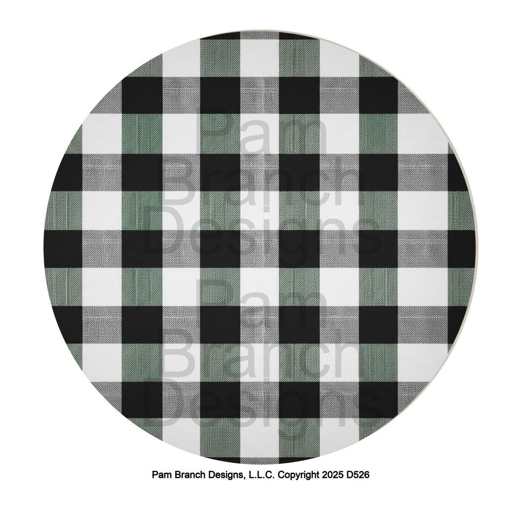 Black, White, and Green Buffalo Check Christmas Pattern – Rice Paper for DIY Christmas Ornaments – D526