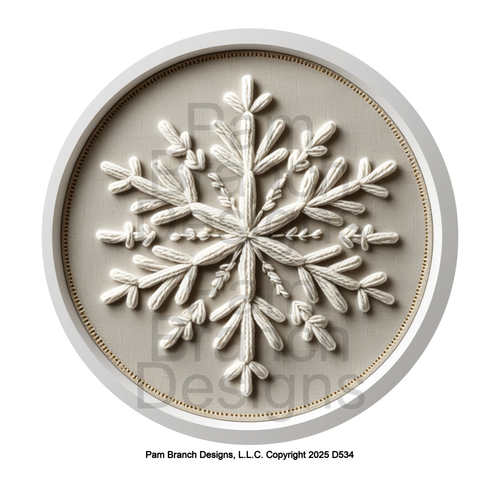 Textured Knit Snowflake Neutral Design – Rice Paper for DIY Christmas Ornaments – D534
