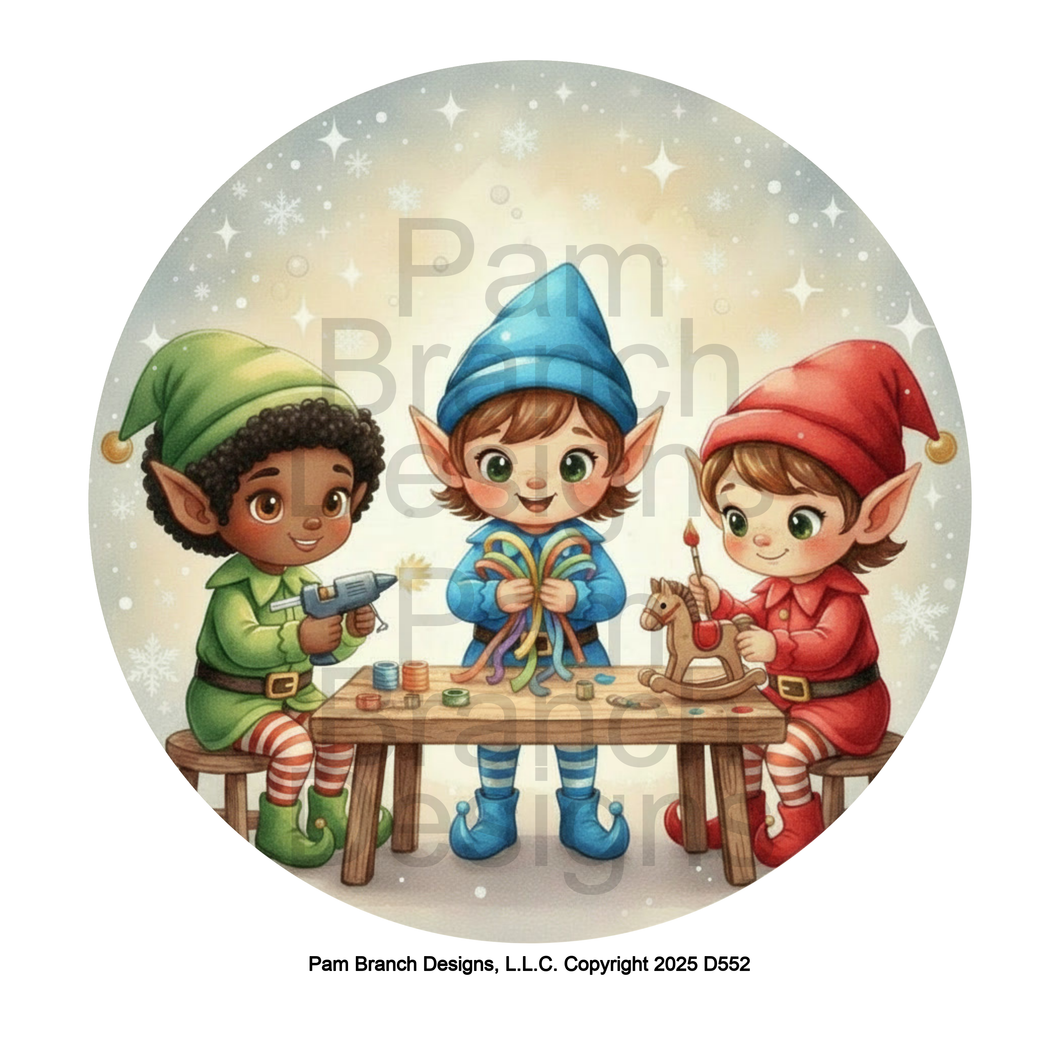 Christmas Elves Crafting at the Workbench Rice Paper for DIY Christmas Ornament Decoupage D552