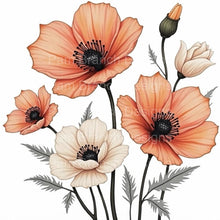 Peach Poppy Floral Rice Paper for Decoupage Bundle D556