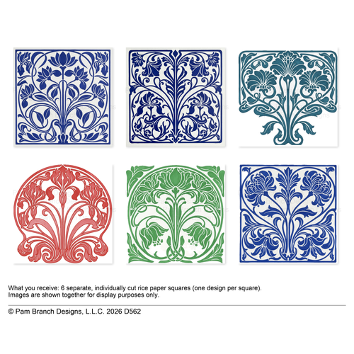 Art Nouveau Floral Rice Paper for Decoupage Bundle D562