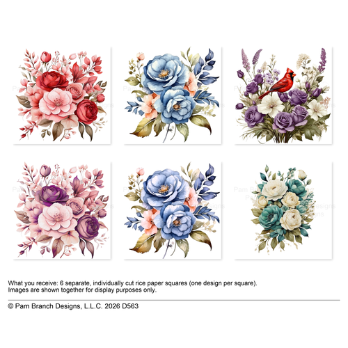 Romantic Floral Rice Paper for Decoupage Bundle D563