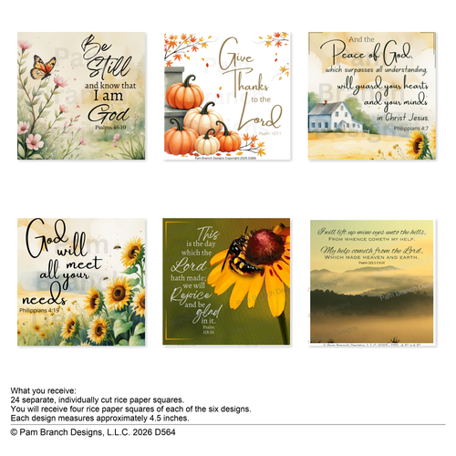 Faith-Inspired Scripture Rice Paper Bundle for Decoupage – Curated 4.5” Designs D564 Free Shipping