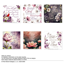 Faith-Inspired Scripture Rice Paper Bundle for Decoupage – Purple & Blush Florals, Curated 4.5” Designs D565