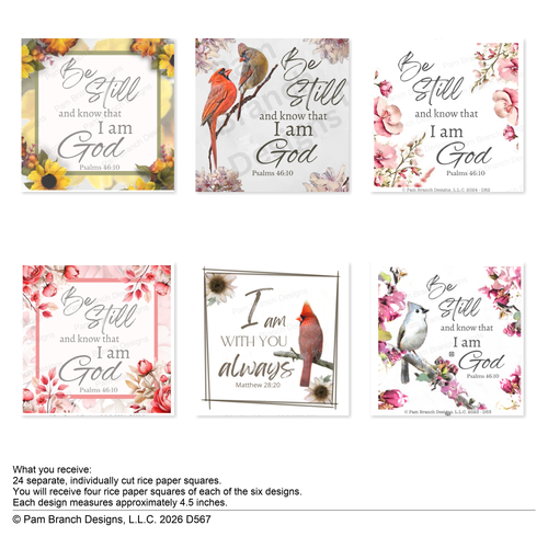 Faith-Based Rice Paper Bundle for Decoupage – Birds, Florals & Scripture Curated D567
