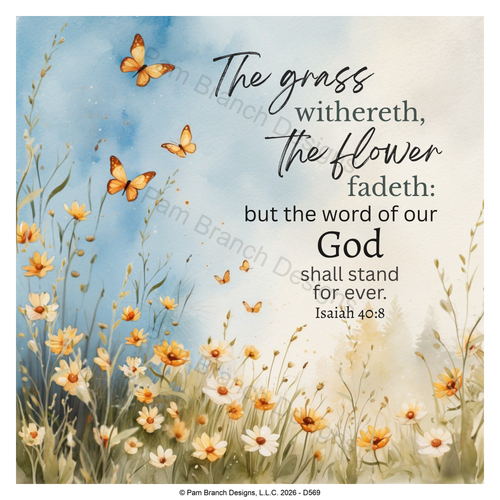 Wildflower meadow rice paper for decoupage, with scripture D569