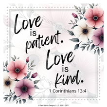 Pink floral rice paper for decoupage, Love is patient love is kind D571
