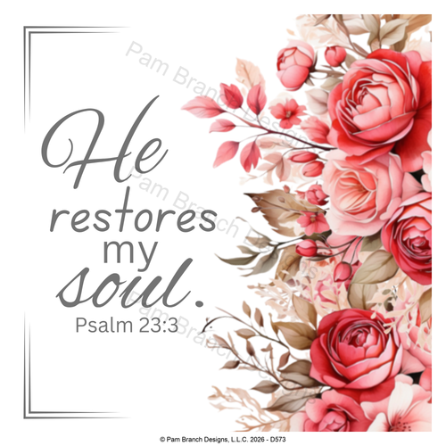 Coral rose rice paper for decoupage, He restores my soul D573