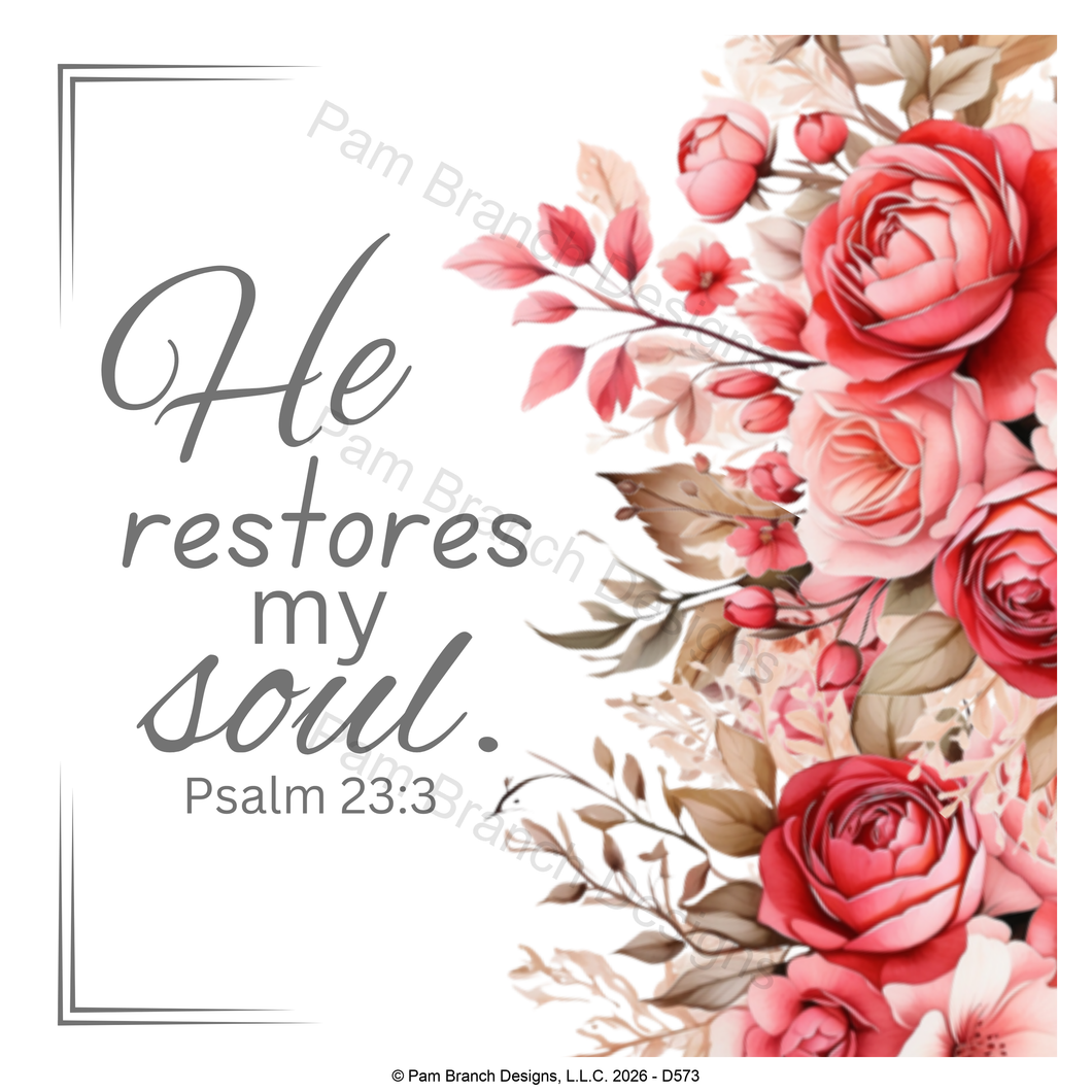 Coral rose rice paper for decoupage, He restores my soul D573