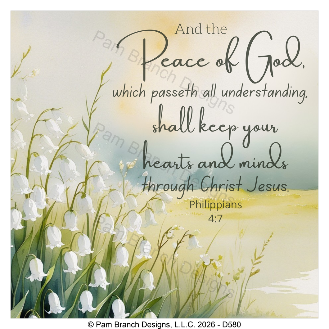 Spring lily of the valley rice paper for decoupage, The peace of God, Philippians 4:7, Christian craft, D580